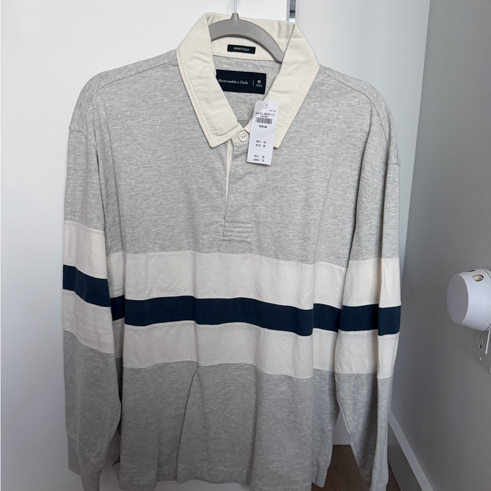 Abercrombie & Fitch Gray and Navy Casual Button Down Shirt